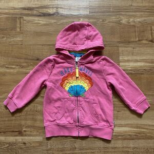 Frugi Toddler Girl 2-3 Switch Carbis Pink Organic Cotton Hoodie Jacket Seashell